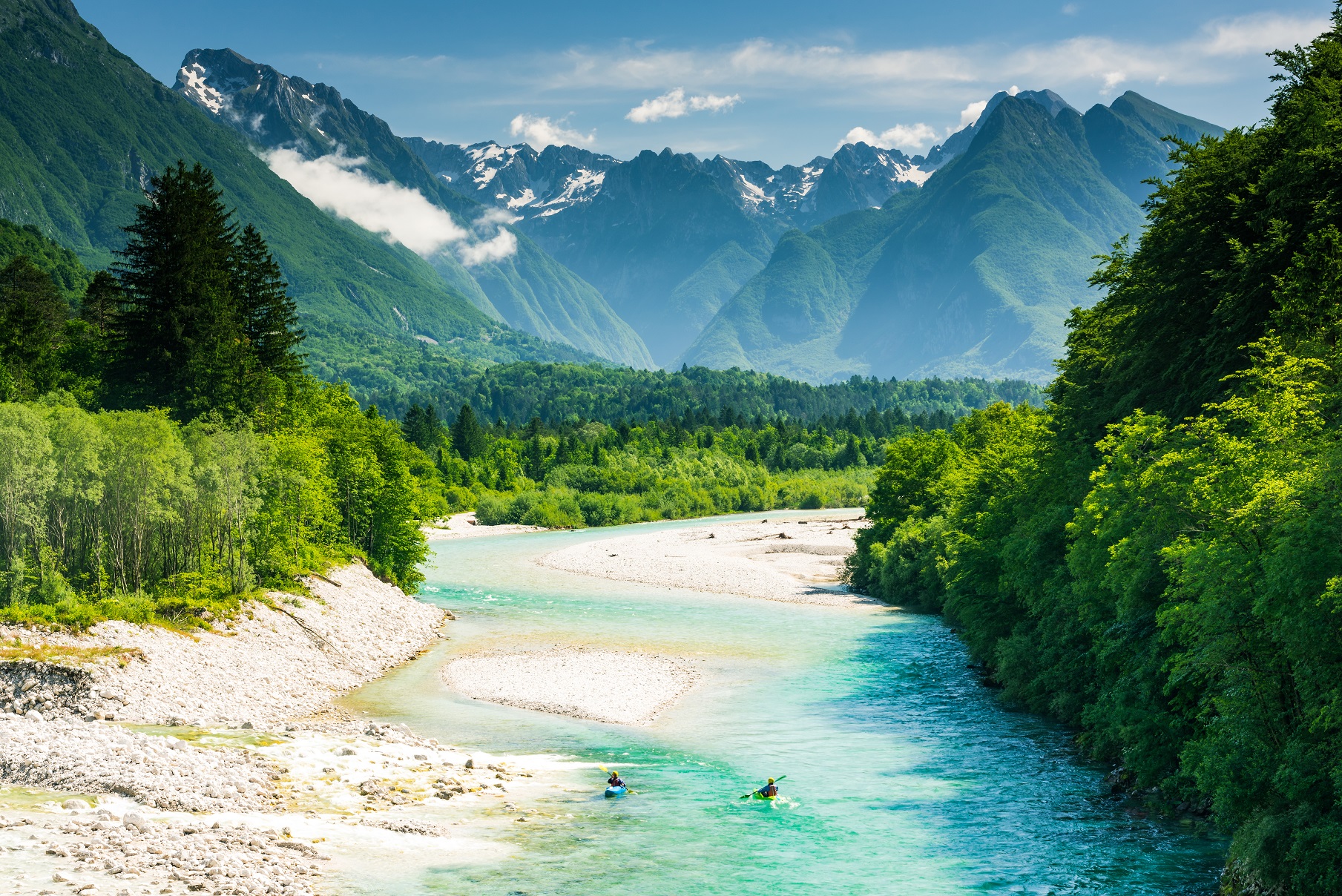 Adventure,Sport,And,Kayaks,Top,Destination,slovenia,With,Soca,River.